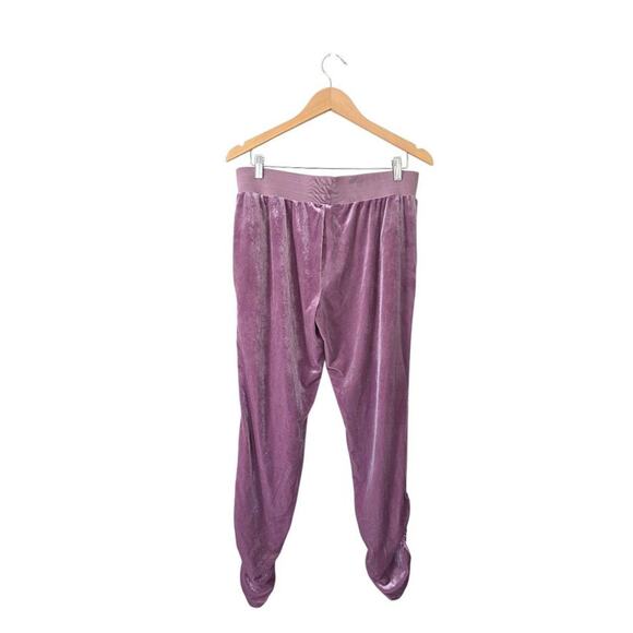 Juicy Couture Glitter Velour Track Pants Ruched Women Size Large Pink - Picture 3 of 5